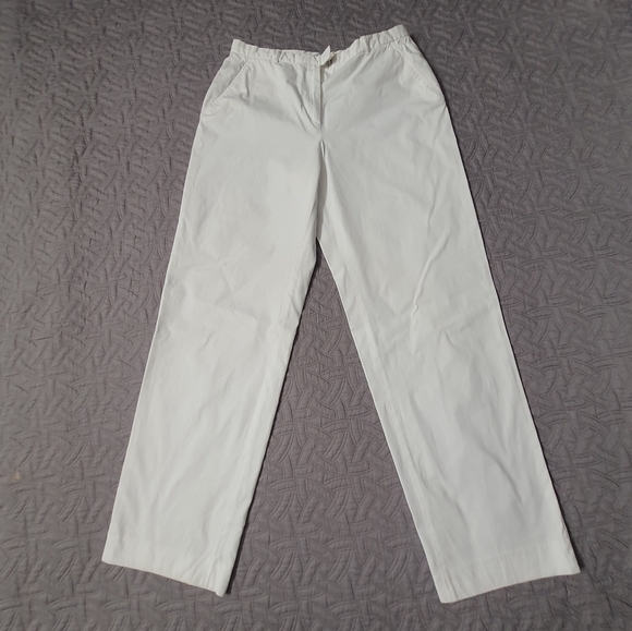 Armani Collezioni White Pants Womens 12 Straight Leg Lightweight Summer Pants - Picture 1 of 10